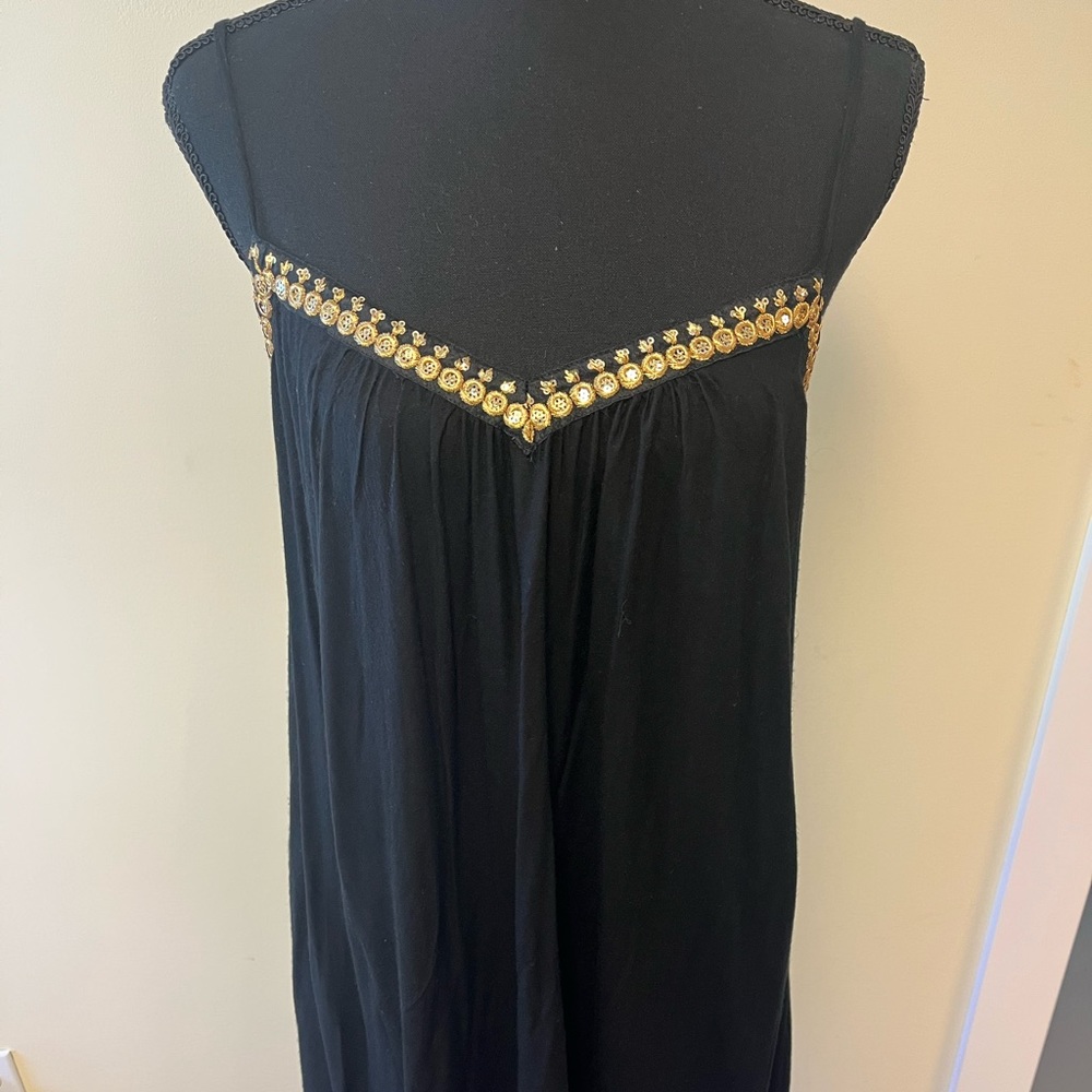 Volcom Medium Black Sundress, cover up, low black, gold embellishments